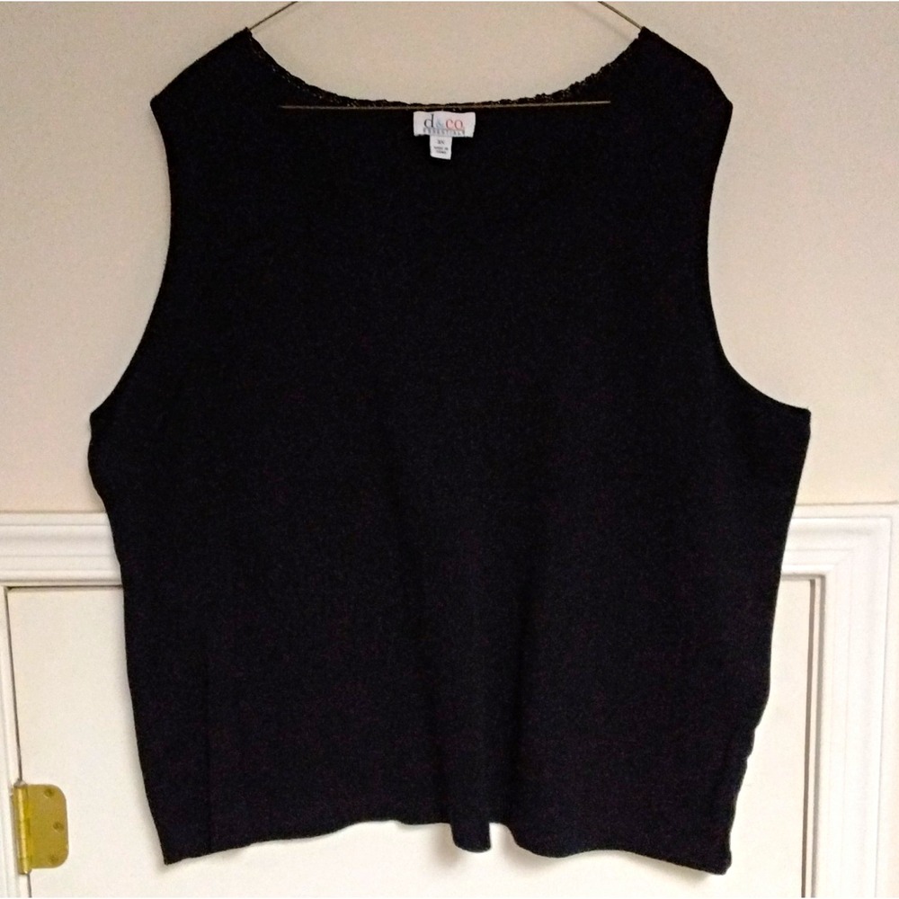 d&co. Women's Black Solid Knit Scoop Neck Sleeveless Tank Top Plus 3X